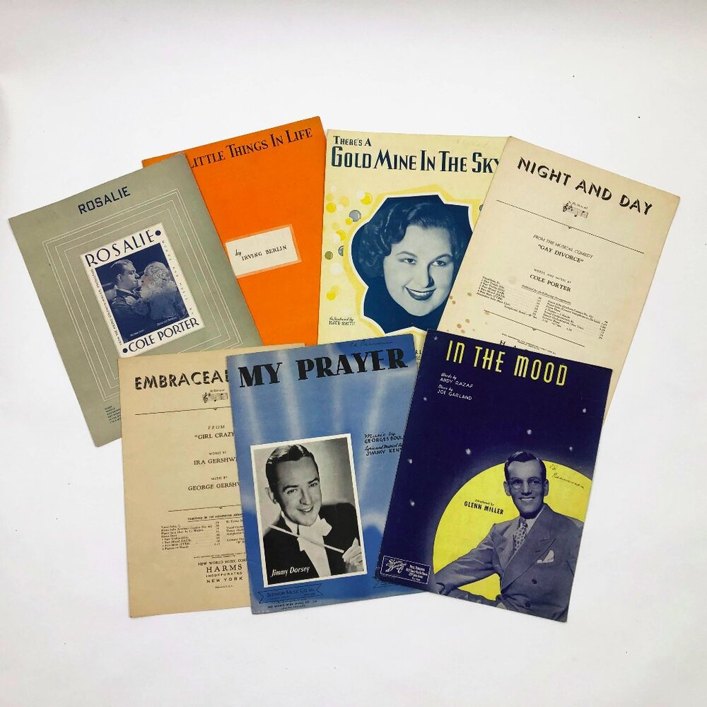 Set of 7 Music Sheets by Cole Porter Irving Berlin Gershwin Plus More
